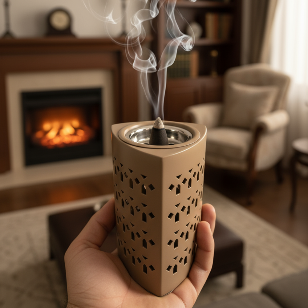 مبخر معدني فاخر بنقوش هندسية