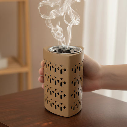 مبخر معدني فاخر بنقوش هندسية