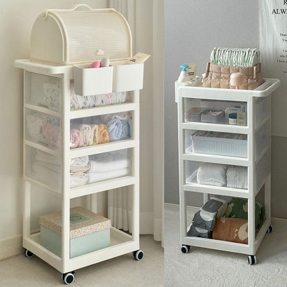 منظم تخزين أدراج الأطفال مع عربة