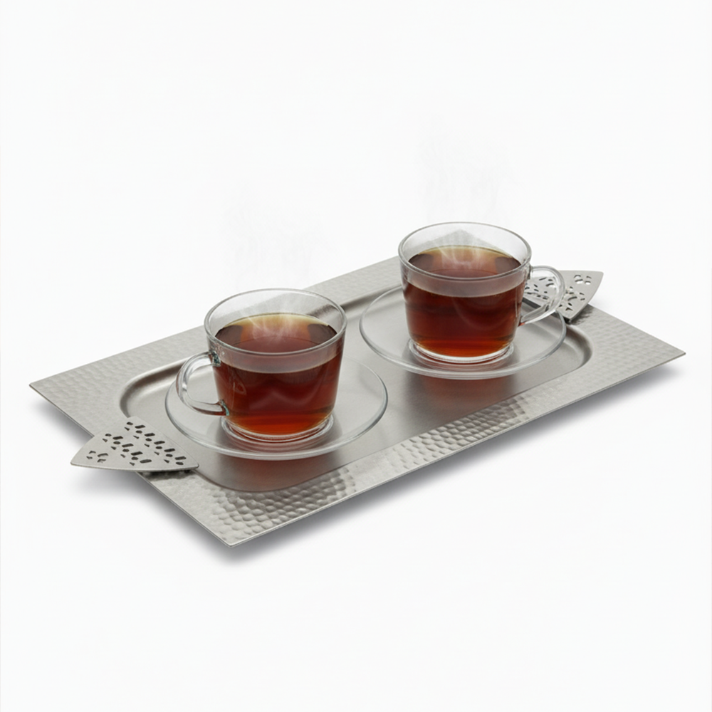 صينية معدنية فاخرة بنقوش هندسية