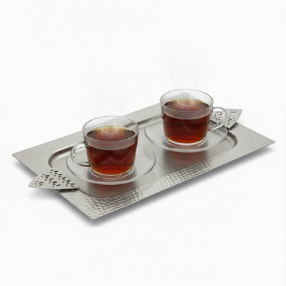 صينية معدنية فاخرة بنقوش هندسية