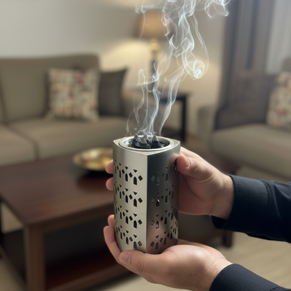 مبخر معدني فاخر بنقوش هندسية