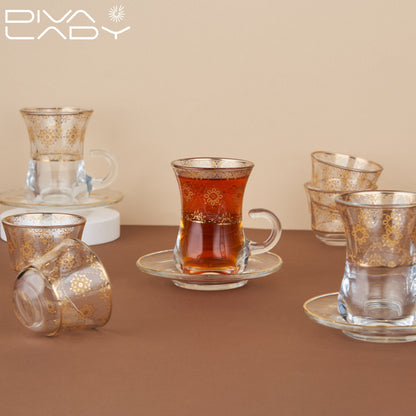 طقم استكانة وفنجان 18 قطعة