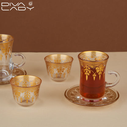 طقم استكانة وفنجان 18 قطعة