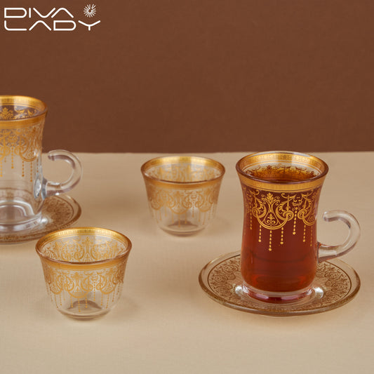 طقم استكانة وفنجان 18 قطعة