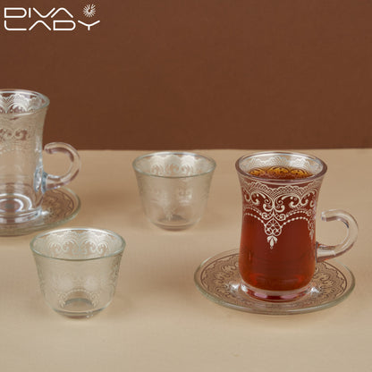 طقم استكانة وفنجان 18 قطعة