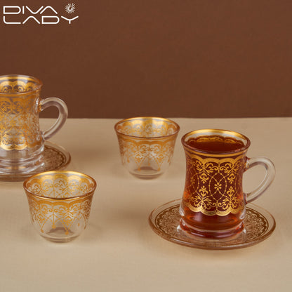 طقم استكانة وفنجان 18 قطعة