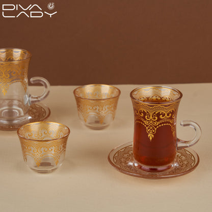 طقم استكانة وفنجان 18 قطعة