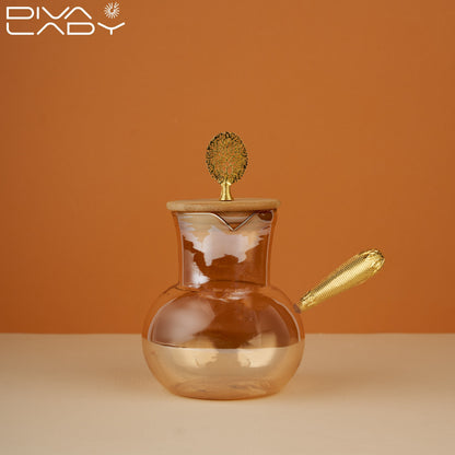 دلة زجاج غطاء خشب Diva Lady