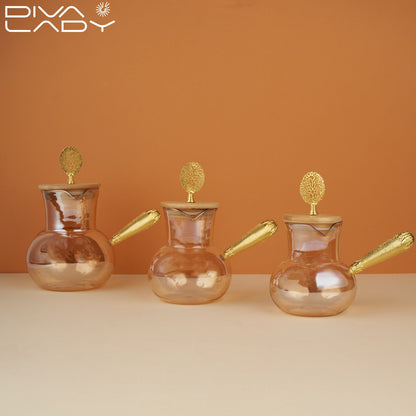 دلة زجاج غطاء خشب Diva Lady