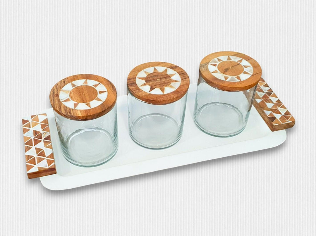 Tray with 3 jars