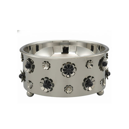 وعاء سلطة معدني بزخارف ورد