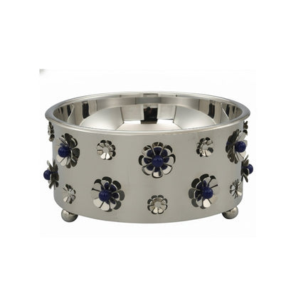 وعاء سلطة معدني بزخارف ورد