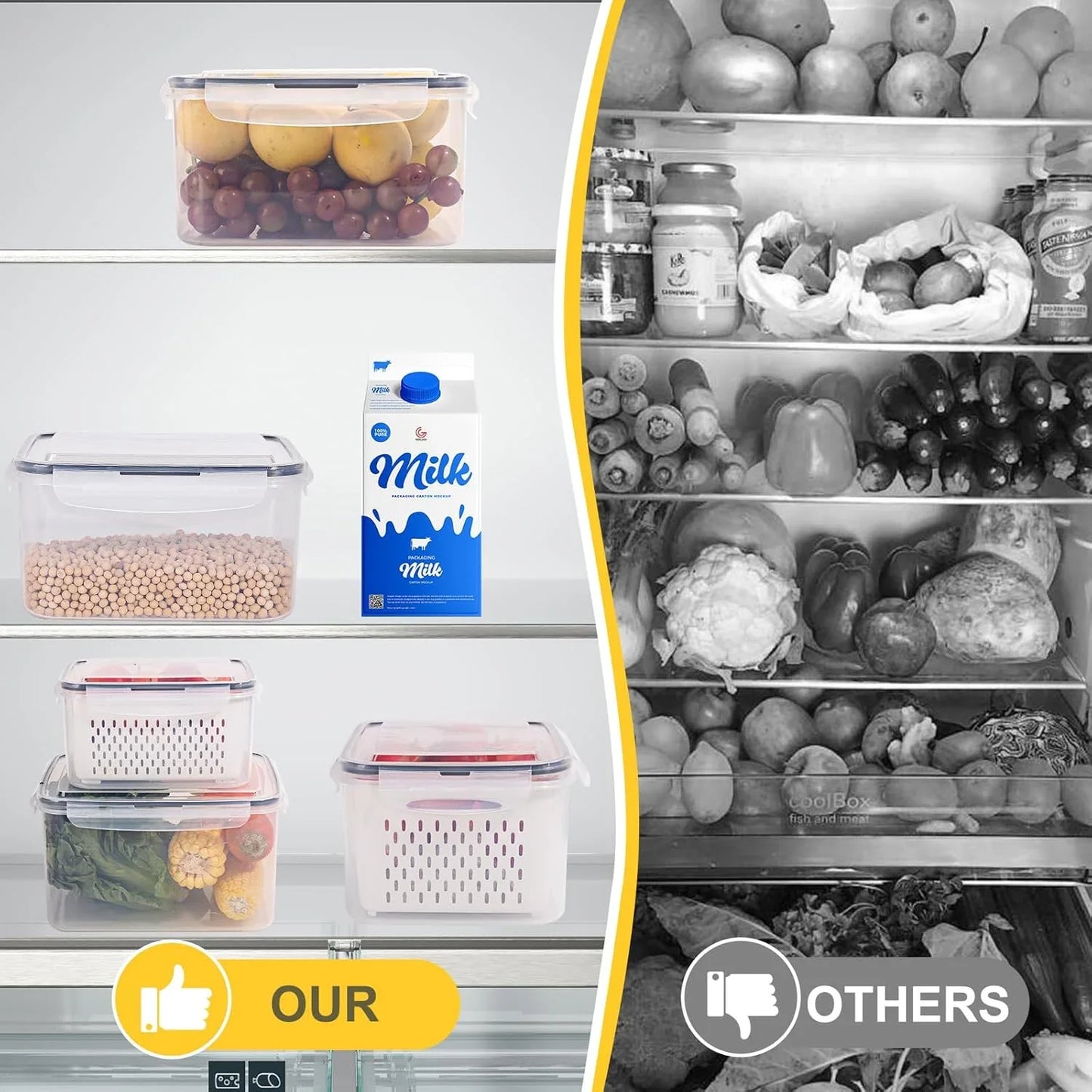 طقم صناديق ثلاجة للتخزين 9 قطعة