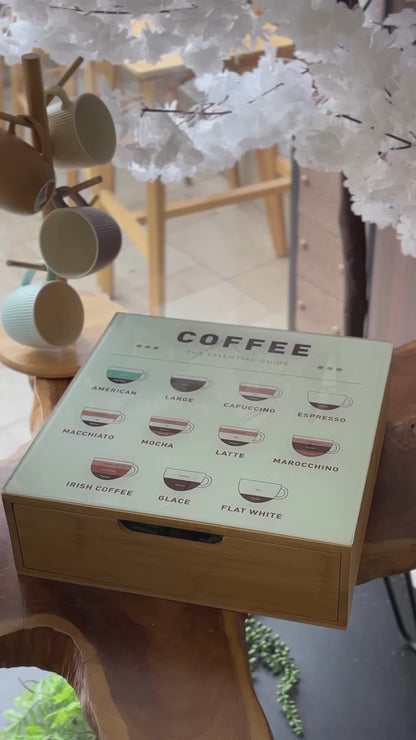 علبة قهوة بغطاء زجاجي ودرج