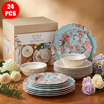 طقم أطباق مائدة فاخر 24 قطعة