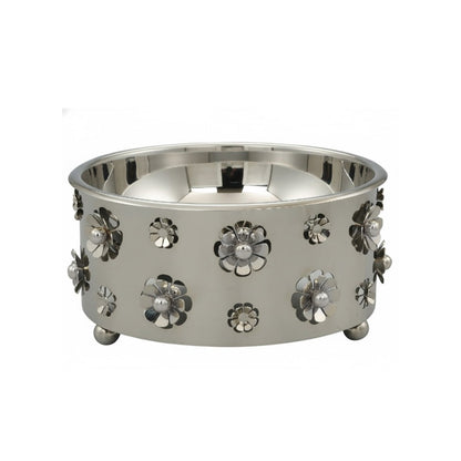 وعاء سلطة معدني بزخارف ورد