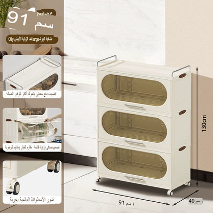 رف تخزين متعدد الوظائف وذو سعة كبيرة، مثبت على الحائط من الجانب