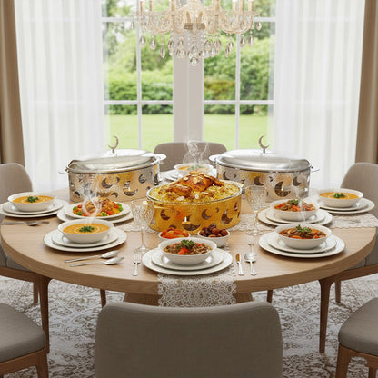 سخان طعام فضي وذهبي بيضاوي فاخر3 لتر