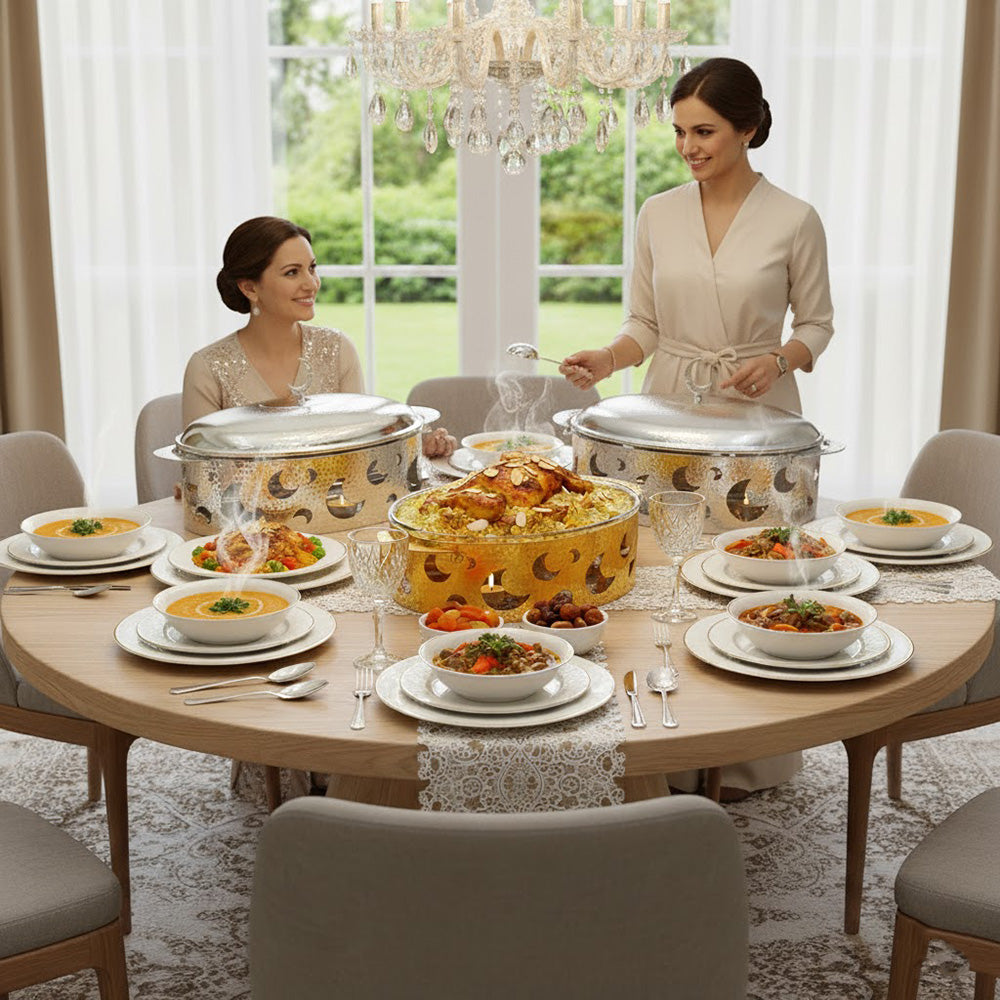 سخان طعام فضي وذهبي بيضاوي فاخر3 لتر