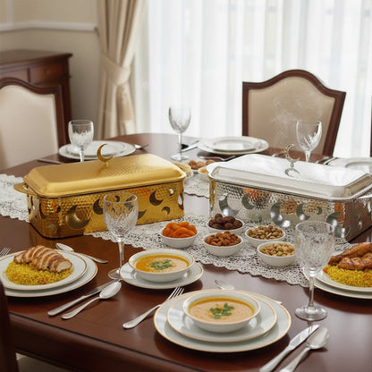 سخان طعام فضي وذهبي مستطيل 3 لتر