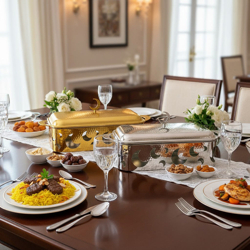 سخان طعام فضي وذهبي مستطيل 3 لتر