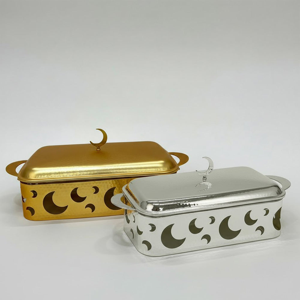 سخان طعام فضي وذهبي مستطيل 3 لتر