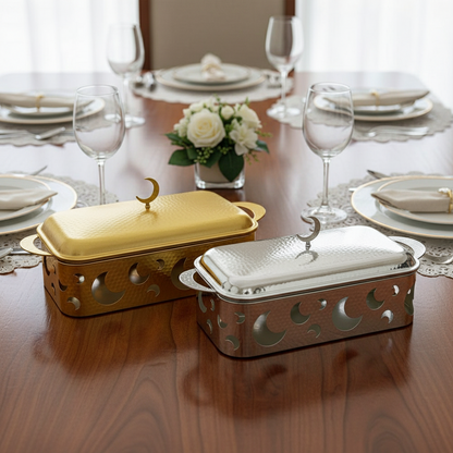 سخان طعام فضي وذهبي مستطيل 3 لتر