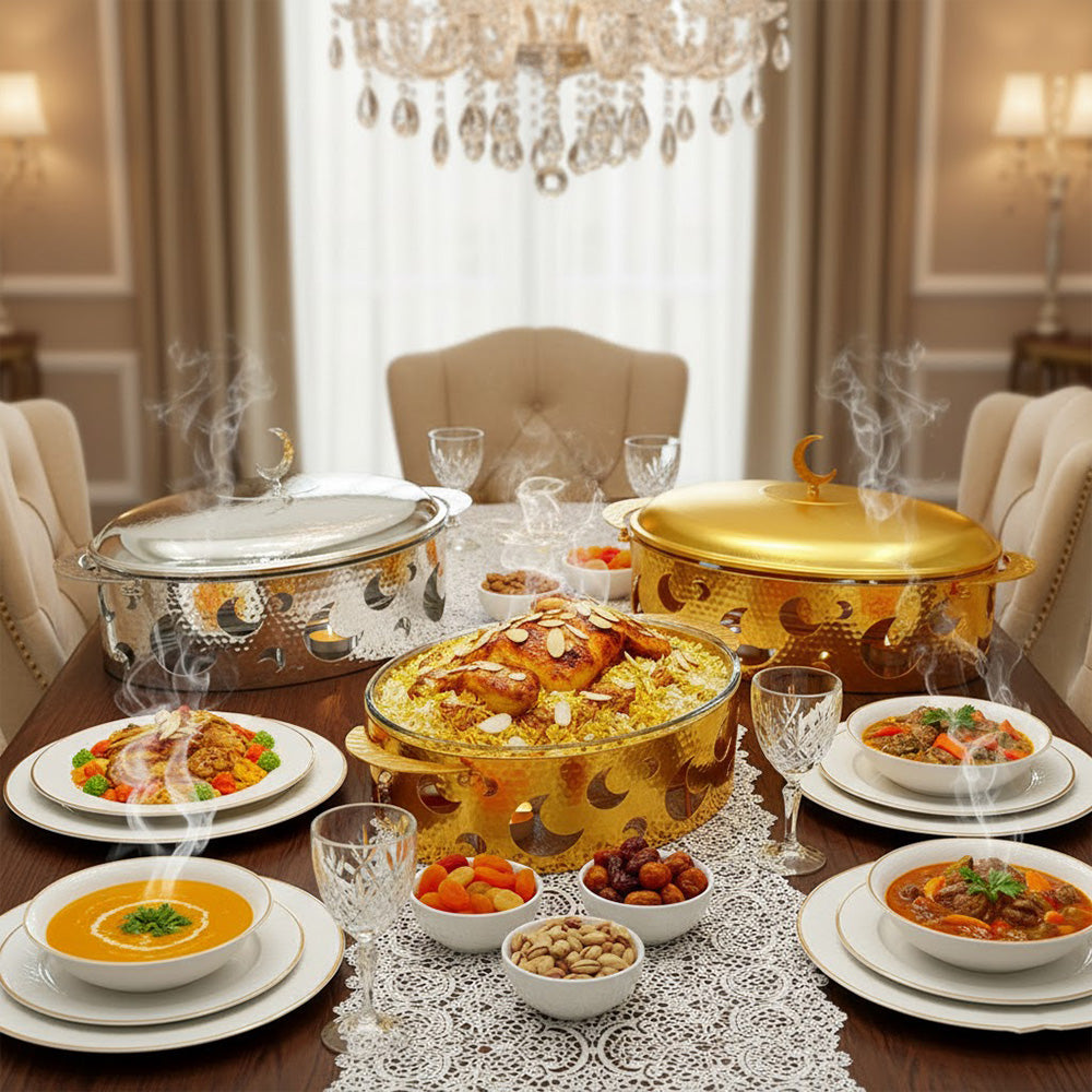 سخان طعام فضي وذهبي بيضاوي فاخر3 لتر